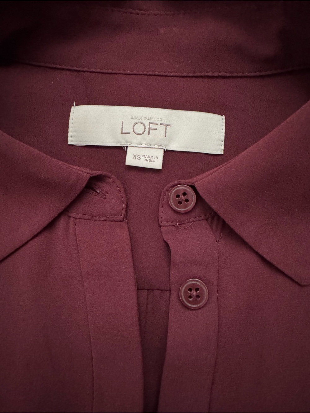 LOFT Burgundy Long Sleeve Popover Blouse - Picture 4 of 9
